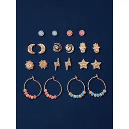 Accessorize Set Of 10 Artificial Stones Studded Star Shaped Studs-picture-38