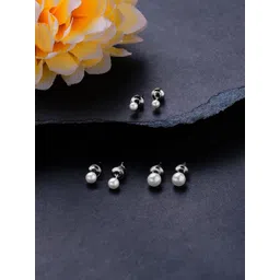 Accessorize Set Of 3 Pearl-Beaded Contemporary Studs Earrings-picture-29