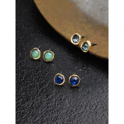 Accessorize Set Of 3 Stone-Studded Contemporary Studs Earrings-picture-20