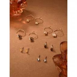 Accessorize Set Of 6 Crystals Studded Circular Hoop Earrings-picture-32