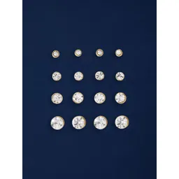Accessorize Set Of 8 Gold-Plated Crystals Studded Circular Studs-picture-31