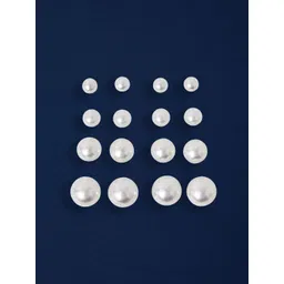 Accessorize Set Of 8 Pearls Beaded Spherical Shaped Studs-picture-18