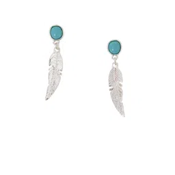 Accessorize Turquoise Studded Feather Shaped Drop Earrings-picture-45