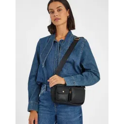 Accessorize London Black Textured Cross Body Bag-picture-34