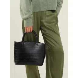 Accessorize London Black Textured Handbag image 1