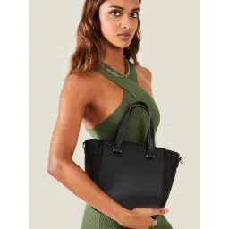 Accessorize London Black Textured Medium Handbag-picture-25