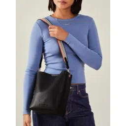 Accessorize London Black Textured Sling Handbag-picture-24