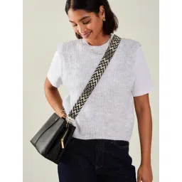 Accessorize London Black Textured Sling Handbag-picture-26