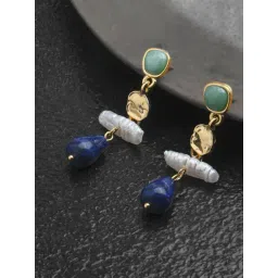 Accessorize London Blue Eclectic Pearl Gem Dangler Earrings for Women-picture-23