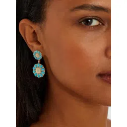 Accessorize London Blue Golden Earrings for Women-picture-30