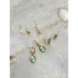 Accessorize London Blue Golden Earrings for Women Pack of 3-picture-31