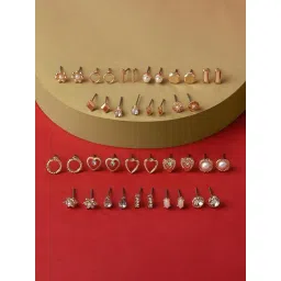 Accessorize London Blue Harvest Golden Stud Earrings (Set of 20)-picture-10