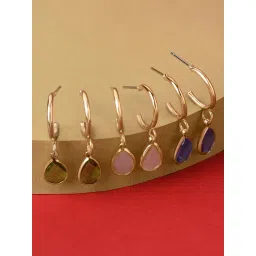 Accessorize London Blue Harvest Multicolor Alloy Hoop Earrings (Set of 3)-picture-18