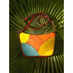 Accessorize London Brown Color Block Sling Handbag-picture-30