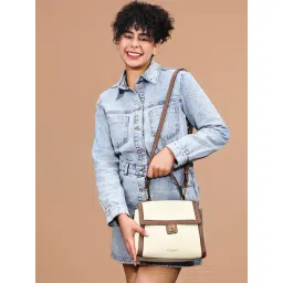 Accessorize London Cream & Brown Solid Handbag-picture-12