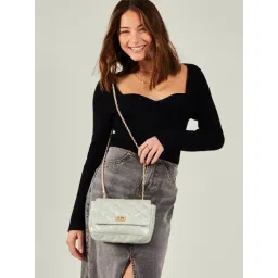 Accessorize London Cream Textured Sling Handbag-picture-40