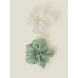 Accessorize London Green & White Hair Scrunchies - Pack of 2-picture-17