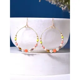 Accessorize London Multi Neon Beaded Hoop Drop Earring-picture-25