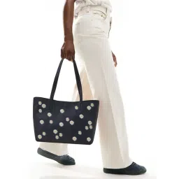 Accessorize London Navy Blue Floral Tote Handbag-picture-24