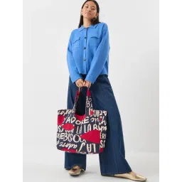 Accessorize London Navy Blue Printed Shopper Bag-picture-30