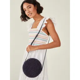 Accessorize London Navy Blue Woven Cross Body Bag-picture-27