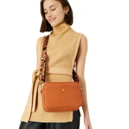 Accessorize London Orange Solid Medium Sling Handbag-picture-35