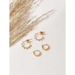 Accessorize London Real Gold-Plated Z Beaded Hoop Earrings - Set of 2-picture-12