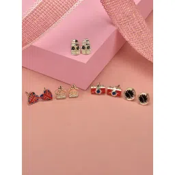 Accessorize London Red Set Of 5 London Stud Earring-picture-14