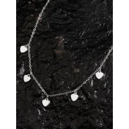 Accessorize London Silver Heart Station Necklace for Women-picture-16