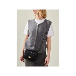 Accessorize London Women Black Chain Strap Faux Leather Sling Bag-picture-25