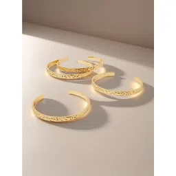 Accessorize London Women Gold Hammered Metal Cuff (Pack of 4) image 2