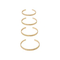 Accessorize London Women Gold Hammered Metal Cuff (Pack of 4) image 3