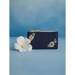 Accessorize London Women Navy Blue Embroidered Card Case-picture-34