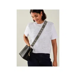 Accessorize London Women's Black Faux Leather Webbing Strap Sling Bag-picture-24