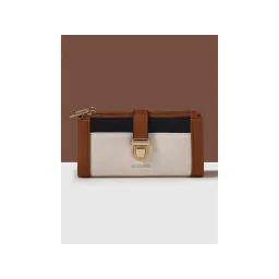 Accessorize London Women's Brown Colour Block Push Lock Wallet-picture-20