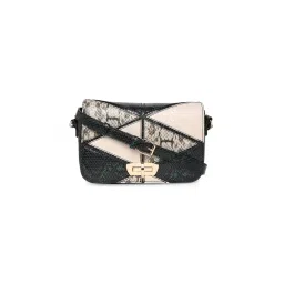 Accessorize London Womens Faux Leather Black & White Patchwork Snake Sling Bag-picture-28
