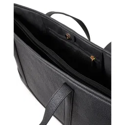 Accessorize London Womens Faux Leather Black Large 14 Inch Laptop Work Tote Bag image 5