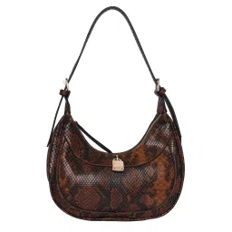 Accessorize London Womens Faux Leather Brown Snake Padlock Shoulder Bag image 1