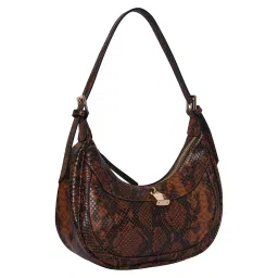 Accessorize London Womens Faux Leather Brown Snake Padlock Shoulder Bag image 2