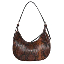 Accessorize London Womens Faux Leather Brown Snake Padlock Shoulder Bag image 3