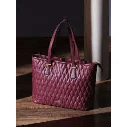 Accessorize London Womens Faux Leather Maroon Lannister Quilted Tote Bag-picture-29