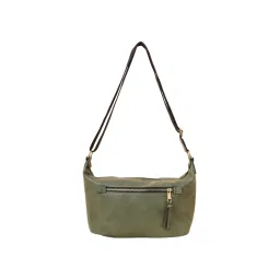 Accessorize London Womens Faux Leather Soft Casual Khaki Webbing Sling Bag-image-10
