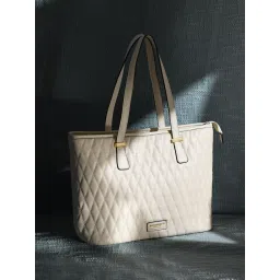 Accessorize London Womens Faux Leather White Lannister Quilted Tote Bag-picture-26