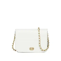 Accessorize London Women's Faux Leather Woven Chain White Evie Sling Bag-picture-45