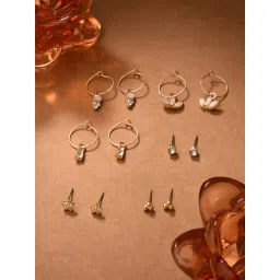 Accessorize London Women's Gold Pretty Stud & Hoop Earrings - Pack of 6-picture-43