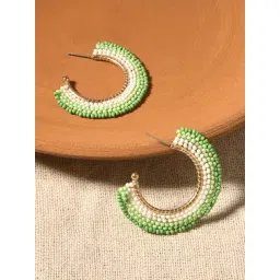 Accessorize London Women's Green Fan Beaded Hoop Earrings-picture-12