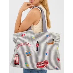 Accessorize London Womens London Stripe Shopper Tote Bag - Blue-picture-23