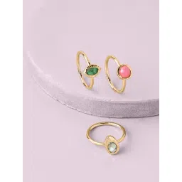 Accessorize London Women's Multicolor Tiny Gem Rings - Pack of 3-picture-27
