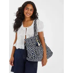 Accessorize London Women's Navy Blue Geometric Tote Bag-picture-43