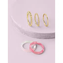 Accessorize London Women's Pink Resin Rings - Set of 5-picture-12